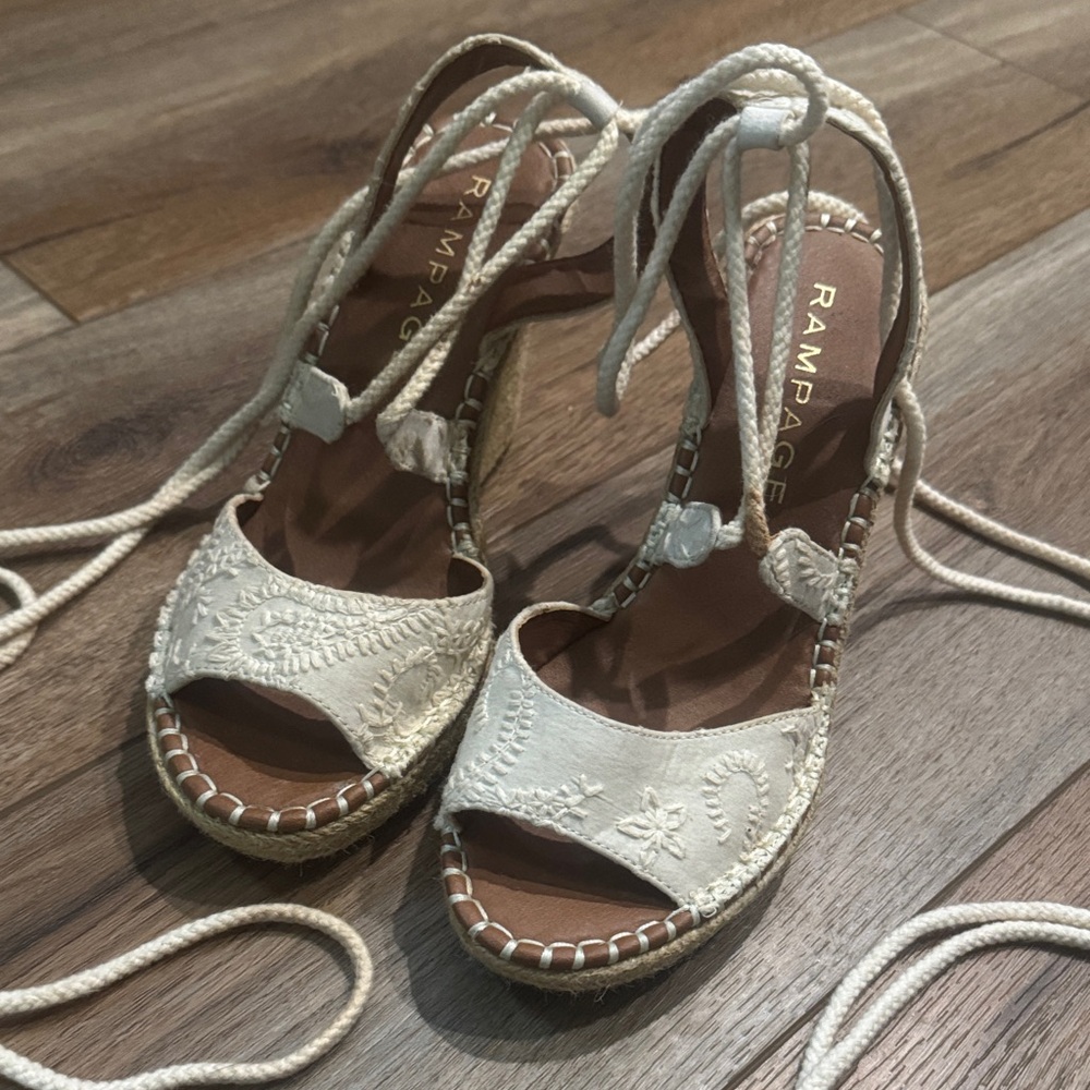 Rampage Women's White Lace-Up Espadrilles